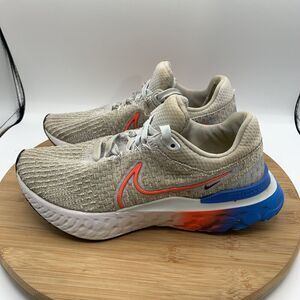 Nike React Infinity Run Flyknit 3 Womens Size 7 Shoes Gray Blue Orange Sneakers